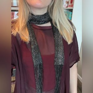 free people glittery skinny scarf. Extra 70s vibes